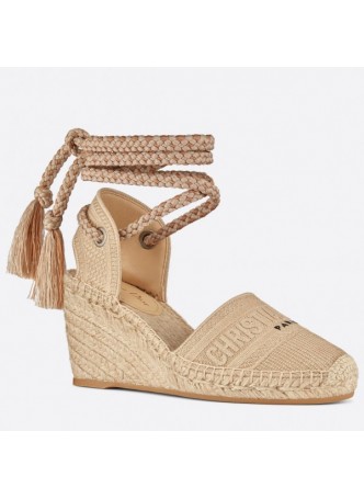 Dior Beige Granville Wedge Espadrilles With Laces